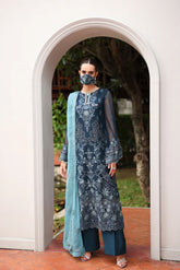 Kuch Khas K-108 formal dress with organza borders and dyed trouser